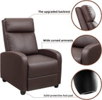 JUMMICO Adjustable Recliner Chair Thick Cushion Home Theater Sofa Living Room