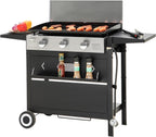 Sophia & William Charcoal and Gas Grill Combo with Side Burner Dual Fuel BBQ Grill