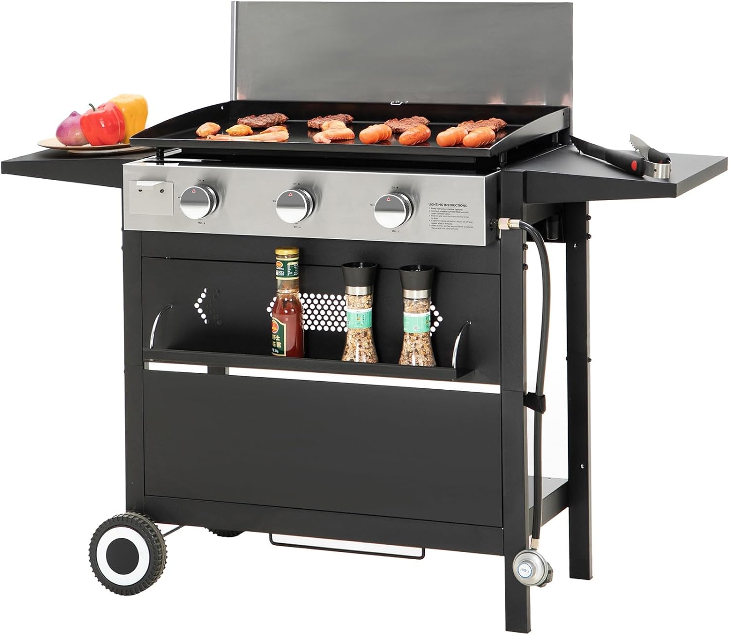 Sophia & William Charcoal and Gas Grill Combo with Side Burner Dual Fuel BBQ Grill