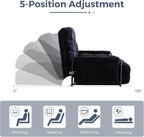 MAXYOYO Adjustable Floor Sofa Bed with Armrest Double Black Foldable Sleeper