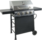 Cuisinart 4 Burner Propane Gas Grill Portable BBQ with Lid Wheels Side Shelves