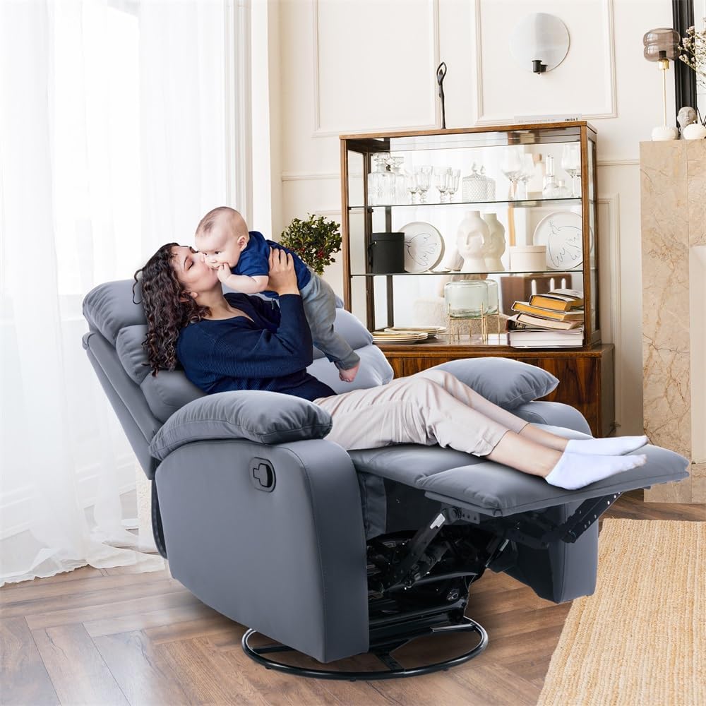 GNMLP2020 Swivel Rocker Recliner Chair Manual Small Space Nursery Living Room
