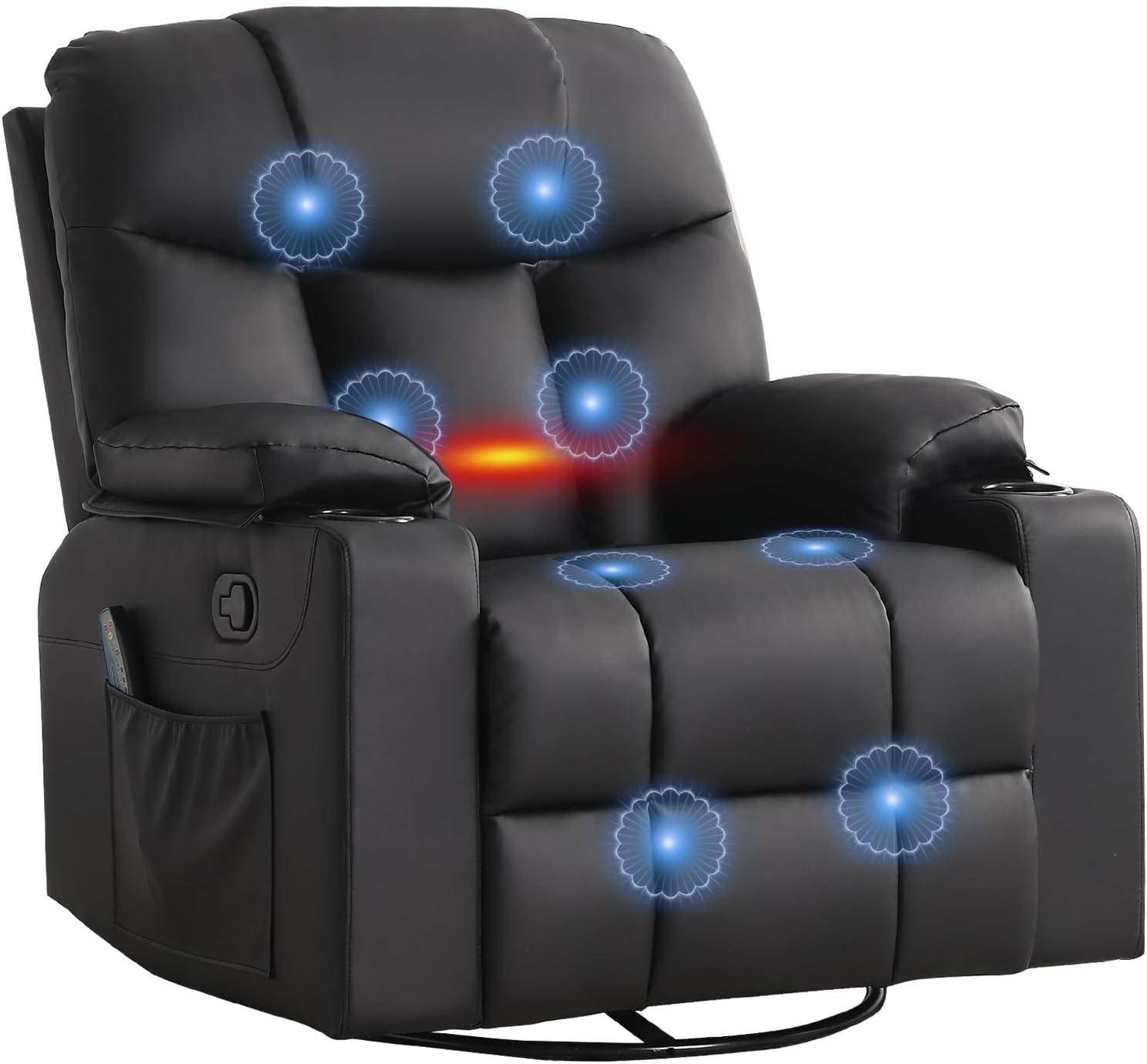 ANJ Swivel Rocker Recliner Chair Manual Fabric Small Space