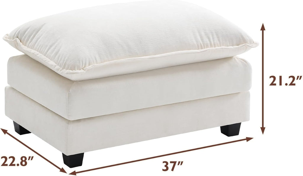 Ihanherry U Shaped Modular Cloud Sofa 5 Seat Chenille Sectional with Ottoman