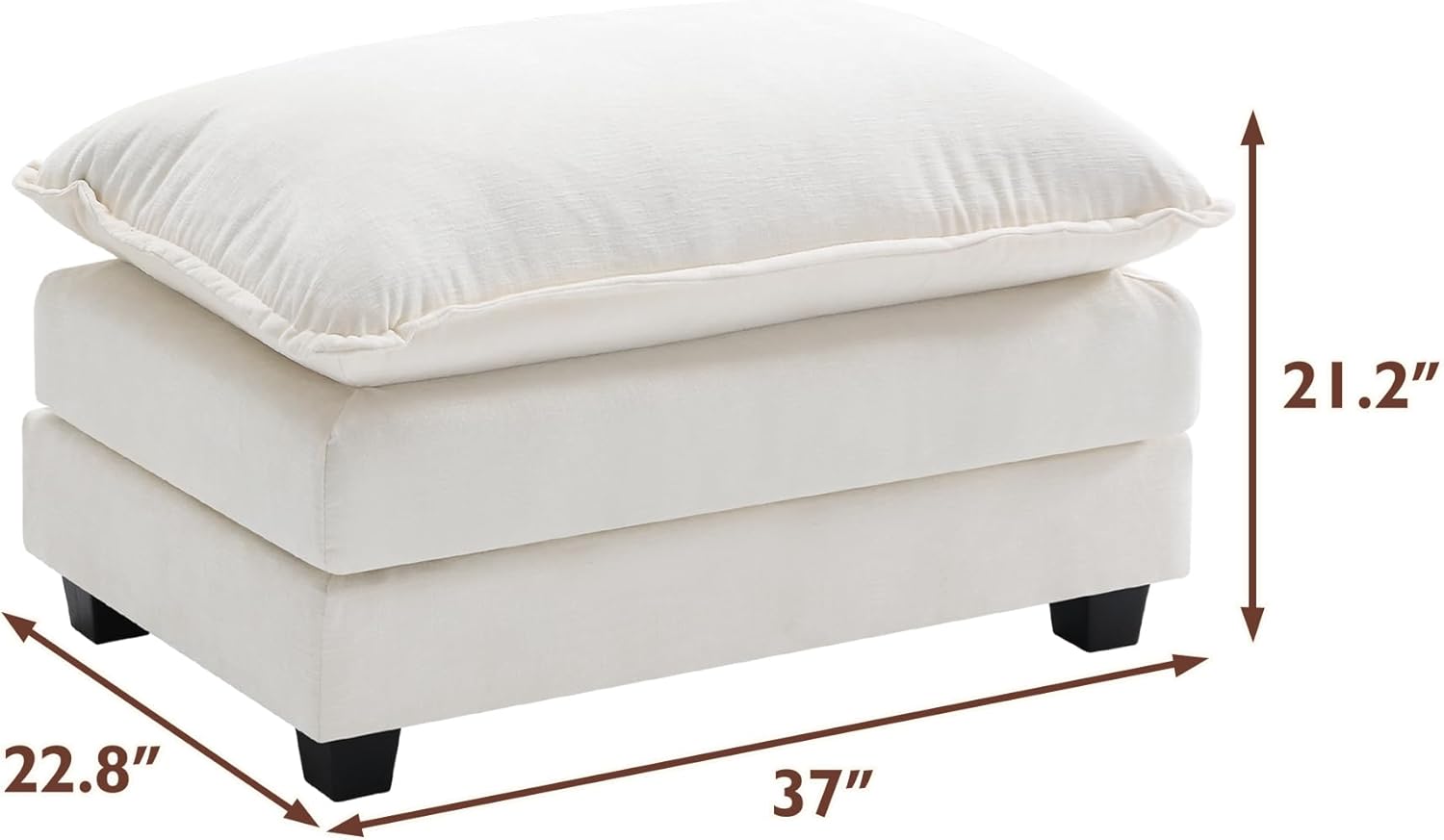 Ihanherry U Shaped Modular Cloud Sofa 5 Seat Chenille Sectional with Ottoman