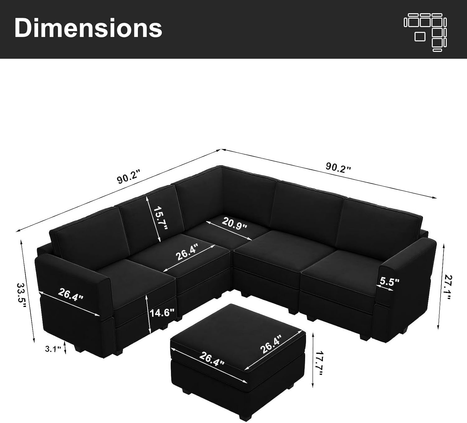 Belffin Velvet Modular Sectional Sofa with Ottoman Sleeper Bed Storage
