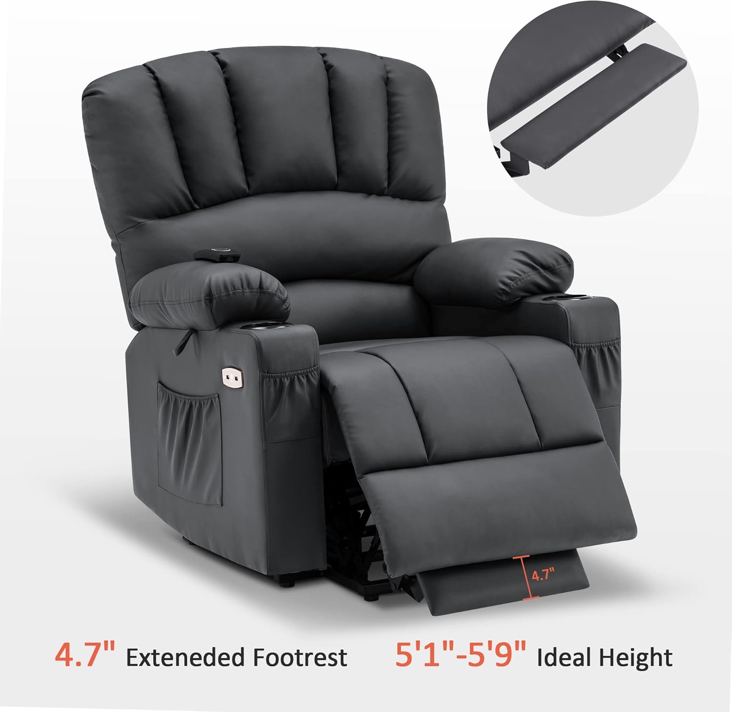MCombo Power Lift Recliner Chair for Elderly with Heat Massage USB Cup Holders