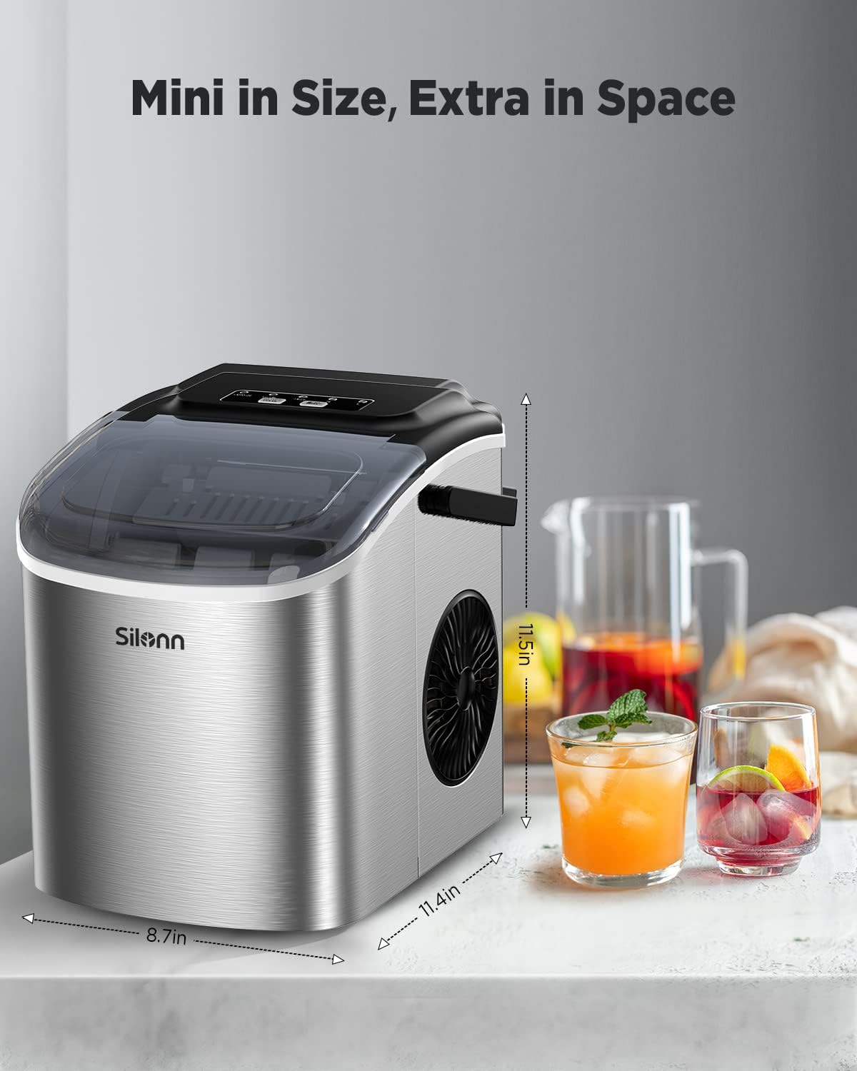 Silonn Nugget Ice Maker Countertop 33lbs Daily Soft Chewable Ice Machine