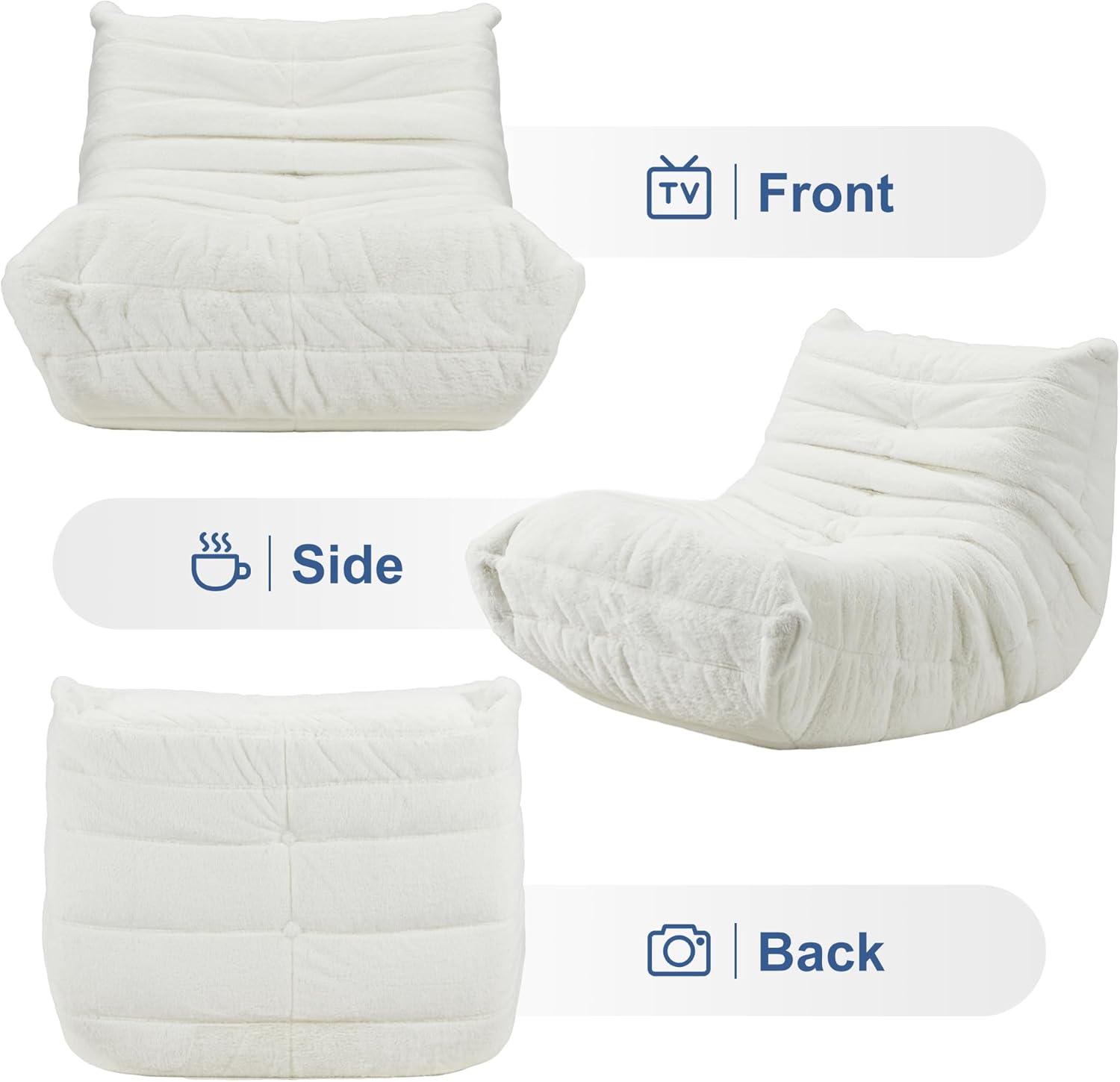 Hobestluk Giant Bean Bag Chair Memory Foam Faux Fur Sofa for Living Room