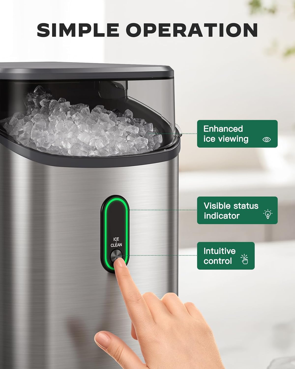 Silonn Nugget Ice Maker Countertop 33lbs Daily Soft Chewable Ice Machine
