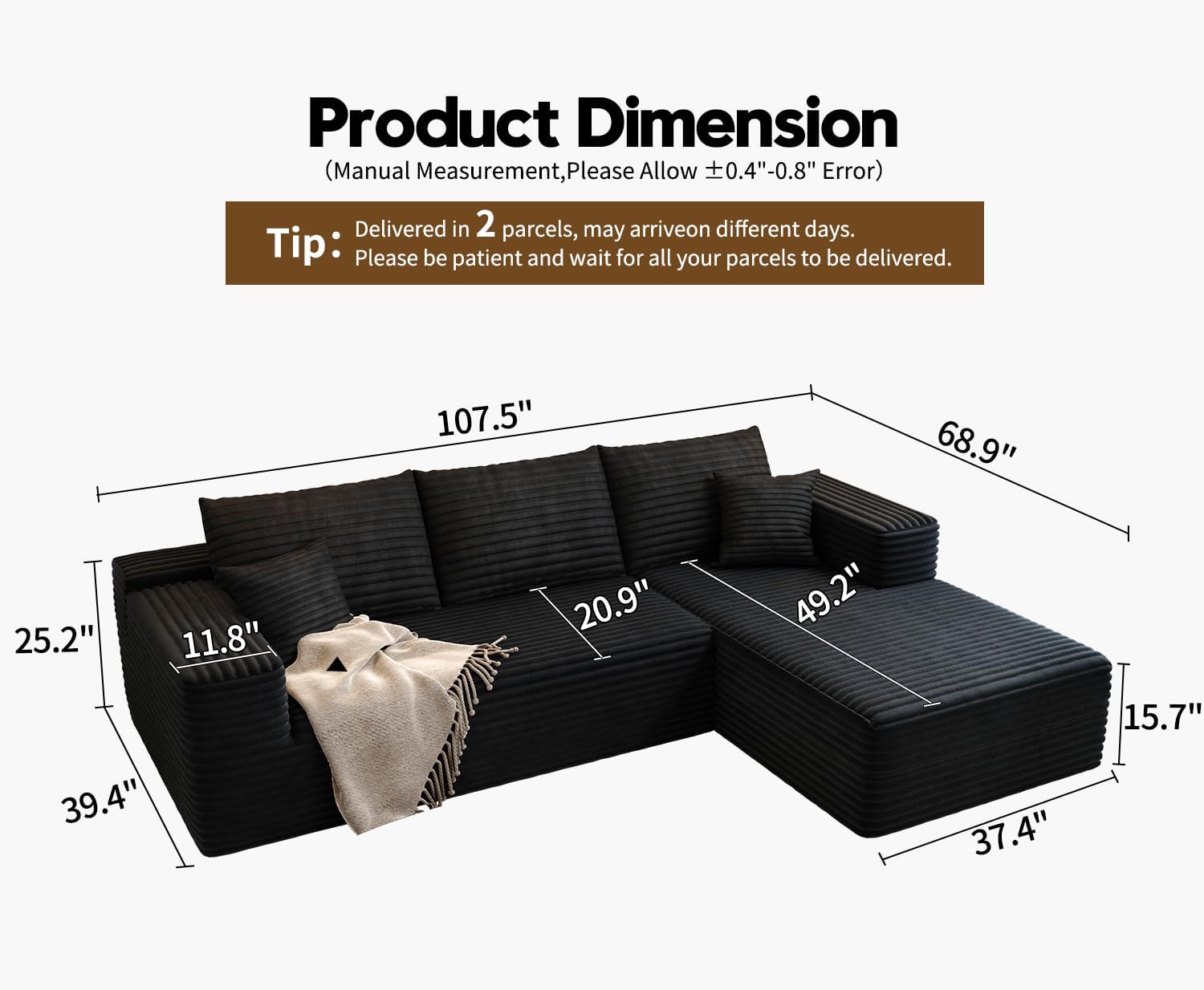 Settab Cloud Modular Sectional Sofa U Shaped Deep Seat Living Room Couch