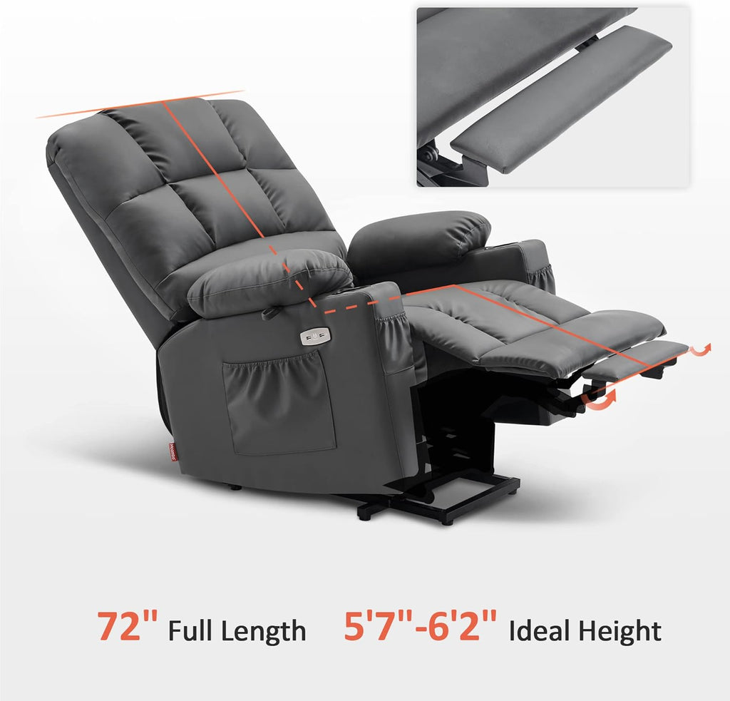 MCombo Large Power Lift Recliner Chair with Dual Motor Massage Heat Faux Leather