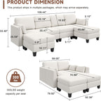 Huatean Home Modular Sectional Sofa U Shaped Couch 6 Seat Convertible High Density Foam