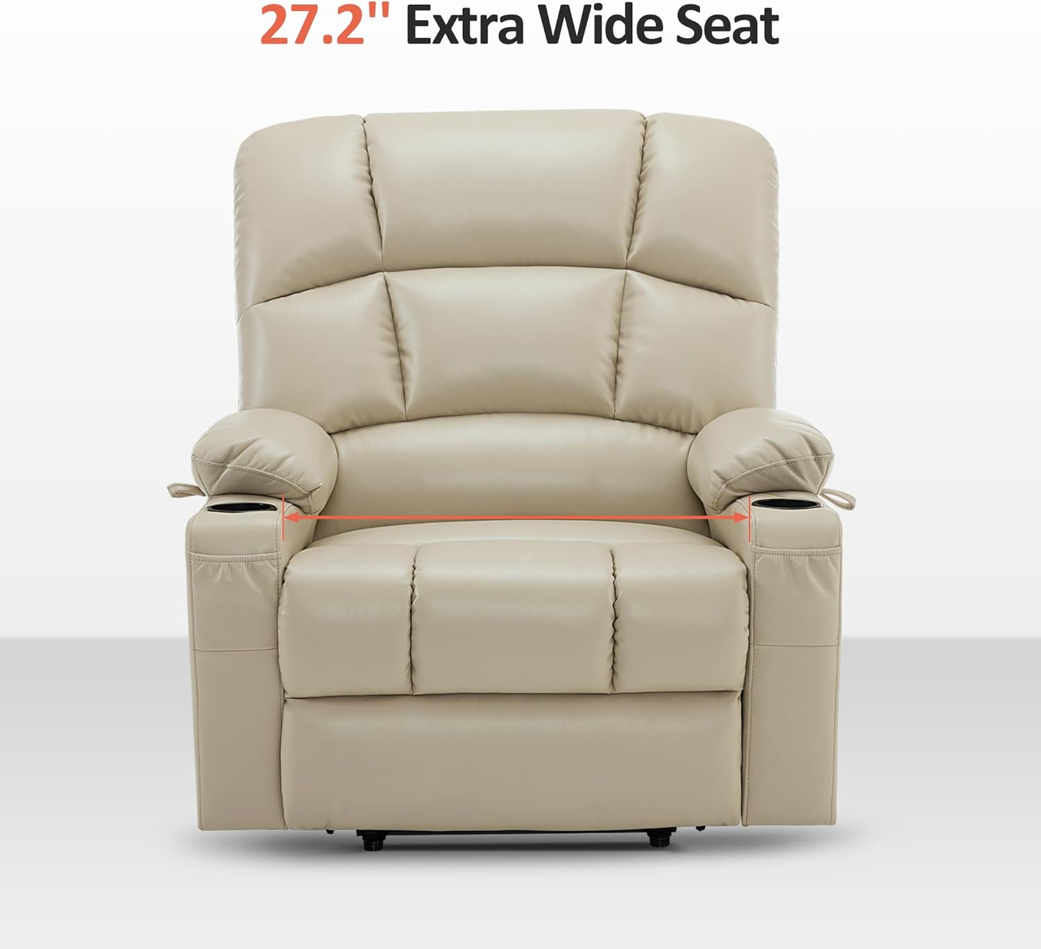 MCombo Large Power Lift Recliner Chair with Dual Motor Massage Heat Faux Leather