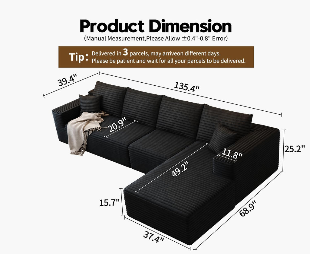 Settab Cloud Modular Sectional Sofa U Shaped Deep Seat Living Room Couch