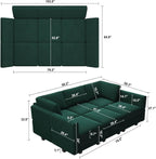 Belffin Velvet Modular Sectional Sofa with Ottoman Sleeper Bed Storage