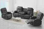 FURNIMAT 2 Seater Loveseat Recliner Sofa PU Leather with Cup Holders USB Ports