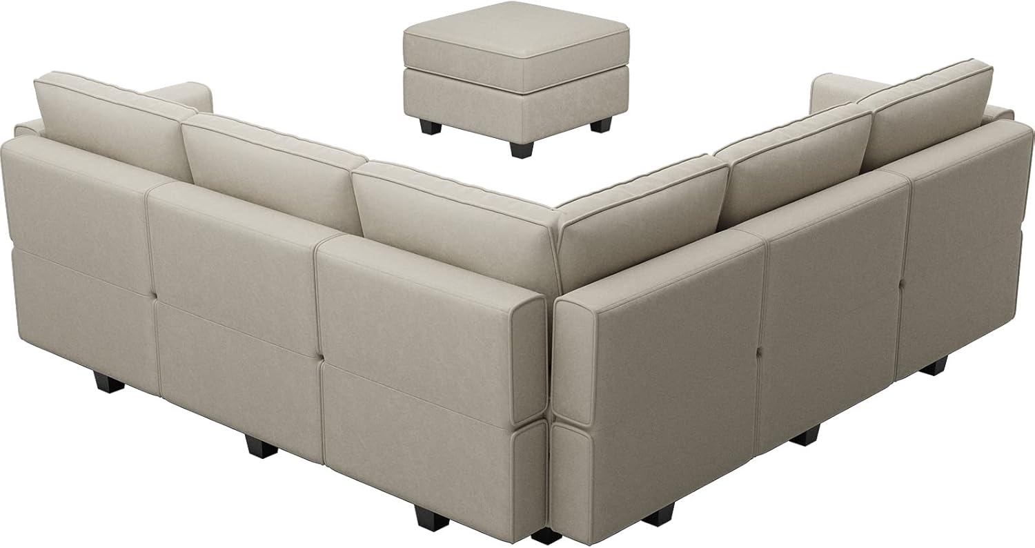Belffin Velvet Modular Sectional Sofa with Ottoman Sleeper Bed Storage