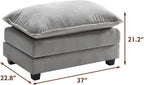 Ihanherry U Shaped Modular Sectional Sofa 5 Seat with 2 Ottomans Chenille