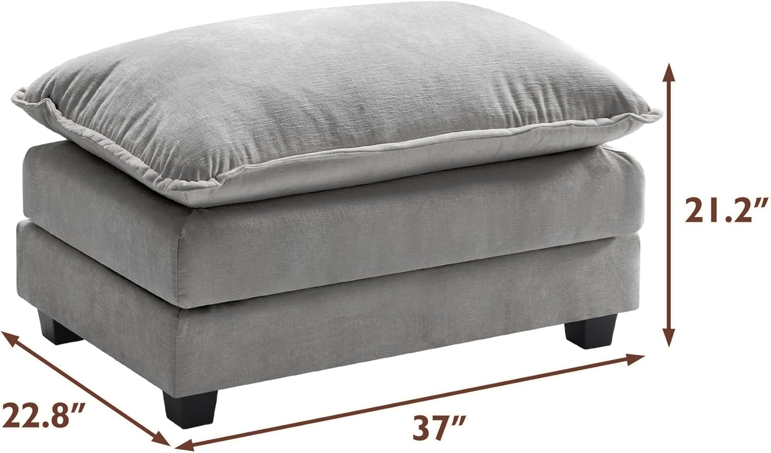 Ihanherry U Shaped Modular Cloud Sofa 5 Seat Chenille Sectional with Ottoman