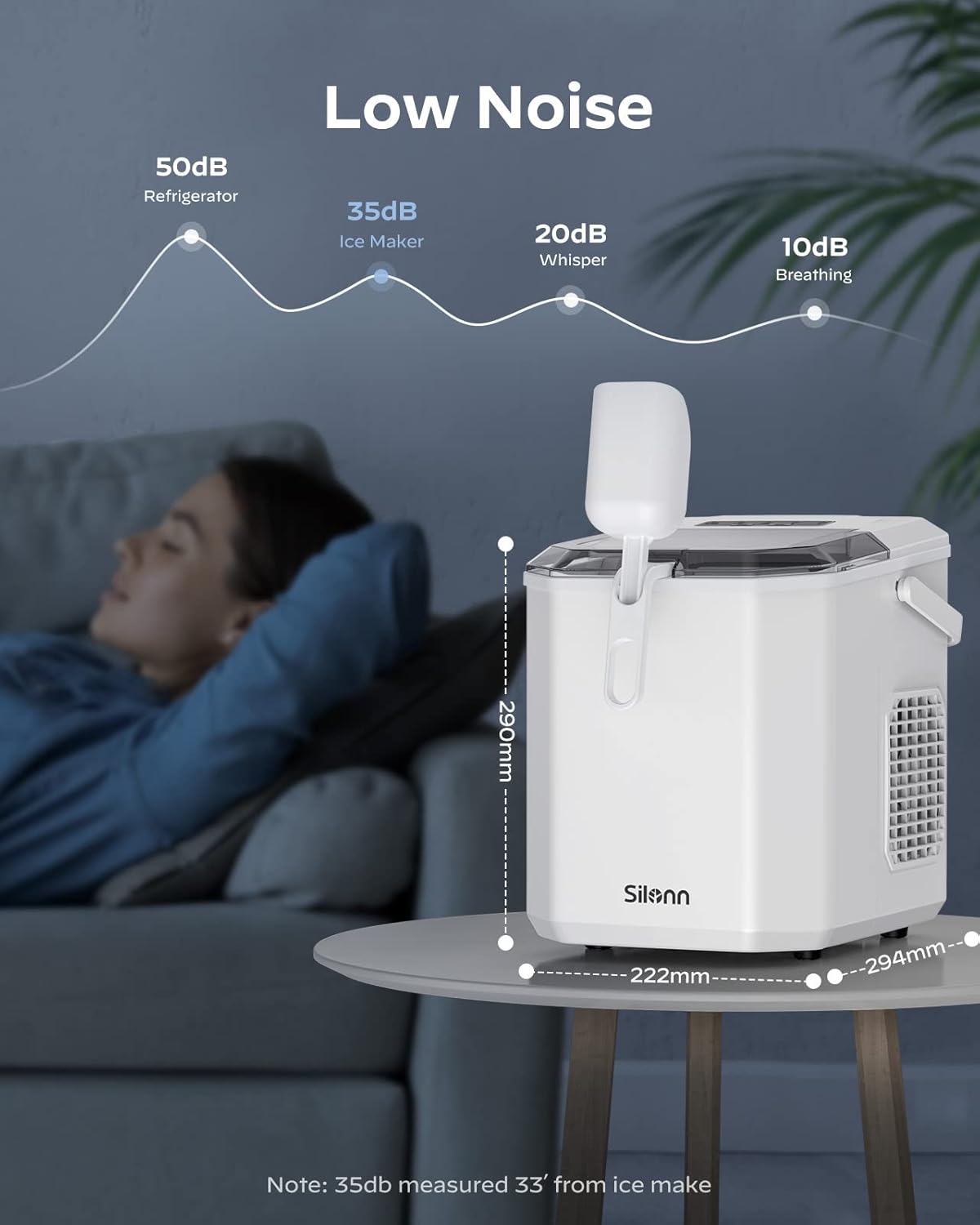 Silonn Nugget Ice Maker Countertop 33lbs Daily Soft Chewable Ice Machine