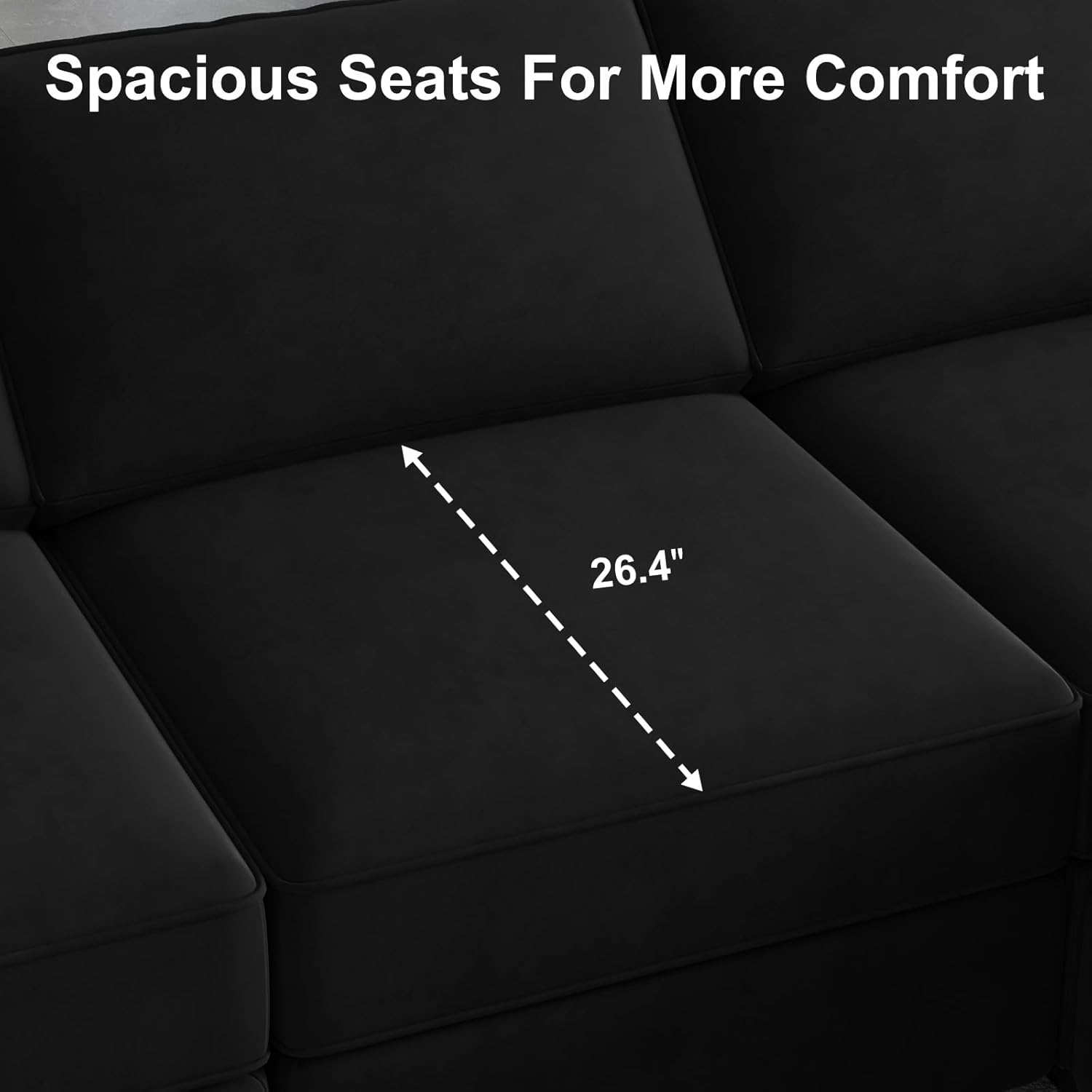 Belffin Reversible Modular Sectional Sofa with Ottomans Velvet Sleeper Chaise Bed Storage Seat Black