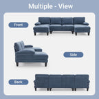 VINGLI 110 Sectional Couch U Shaped Sofa Set with Double Chaise Chenille Fabric