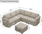 Belffin Reversible Modular Sectional Sofa with Ottomans Velvet Sleeper Chaise Bed Storage Seat Black