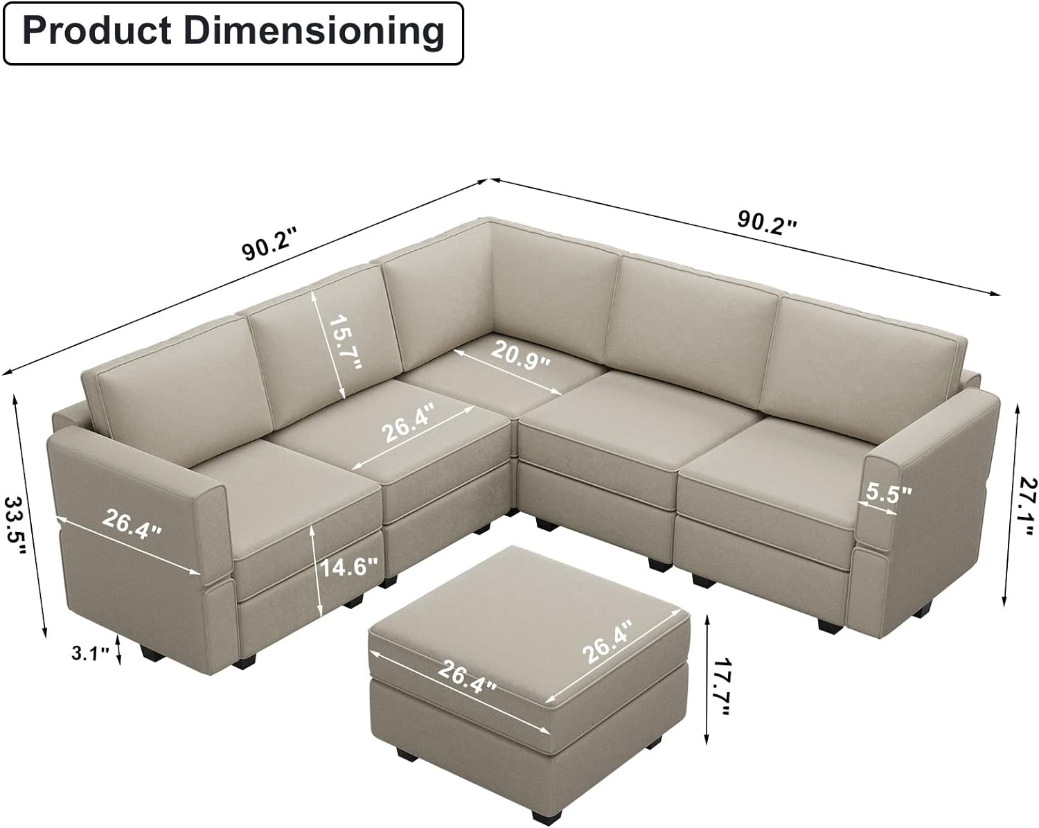 Belffin Velvet Modular Sectional Sofa with Ottoman Sleeper Bed Storage