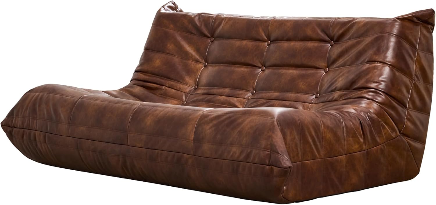 Hobestluk Giant Bean Bag Chair Memory Foam Faux Leather Floor Sofa for Adults