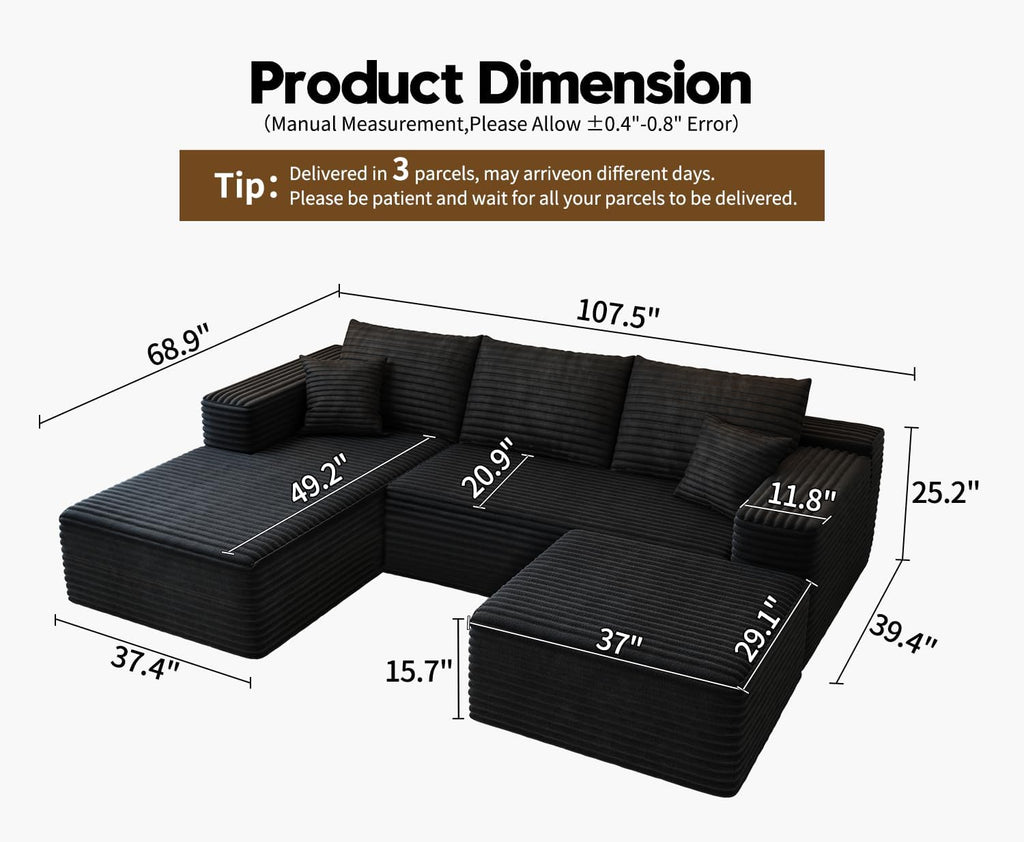 Settab Cloud Modular Sectional Sofa U Shaped Deep Seat Living Room Couch