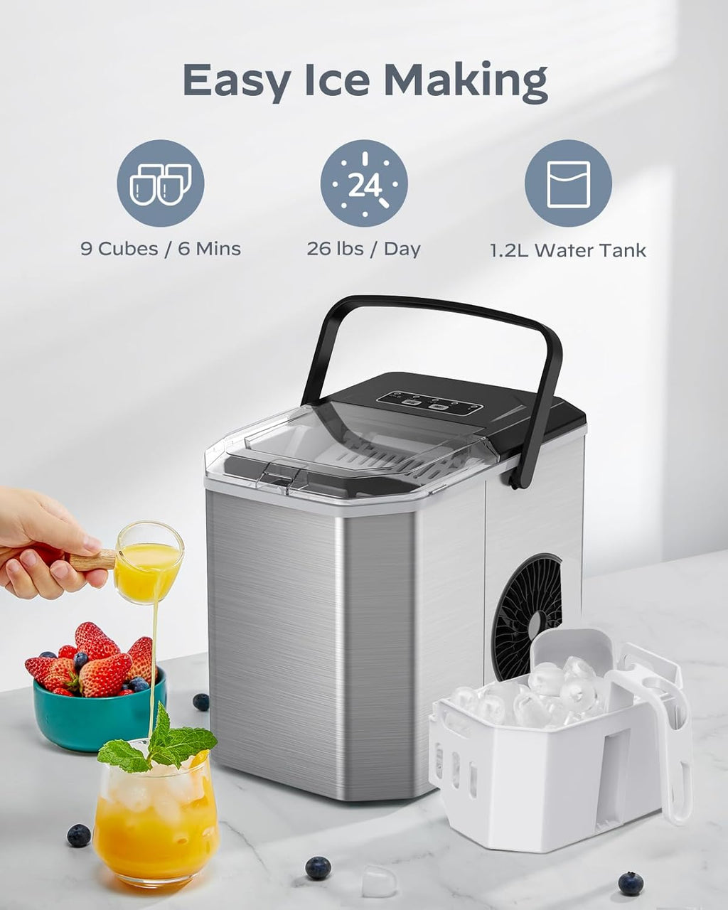 Silonn Nugget Ice Maker Countertop 33lbs Daily Soft Chewable Ice Machine