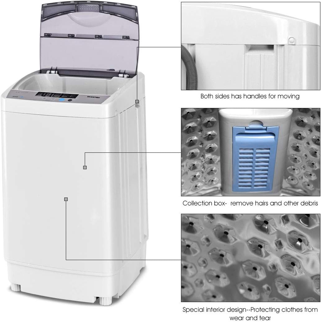 Giantex Portable Compact Full-Automatic Washing Machine 1.34 Cu Ft 12 Lbs Spin Washer