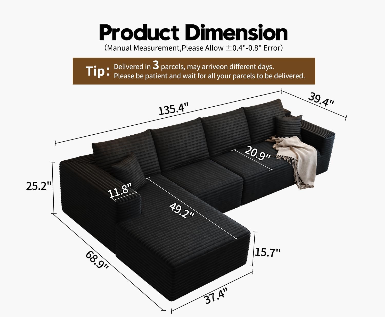 Settab Cloud Modular Sectional Sofa U Shaped Deep Seat Living Room Couch