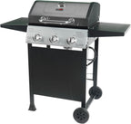 Cuisinart 4 Burner Propane Gas Grill Portable BBQ with Lid Wheels Side Shelves