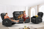 FURNIMAT 2 Seater Loveseat Recliner Sofa PU Leather with Cup Holders USB Ports