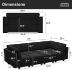 Belffin Velvet Modular Sectional Sofa with Ottoman Sleeper Bed Storage