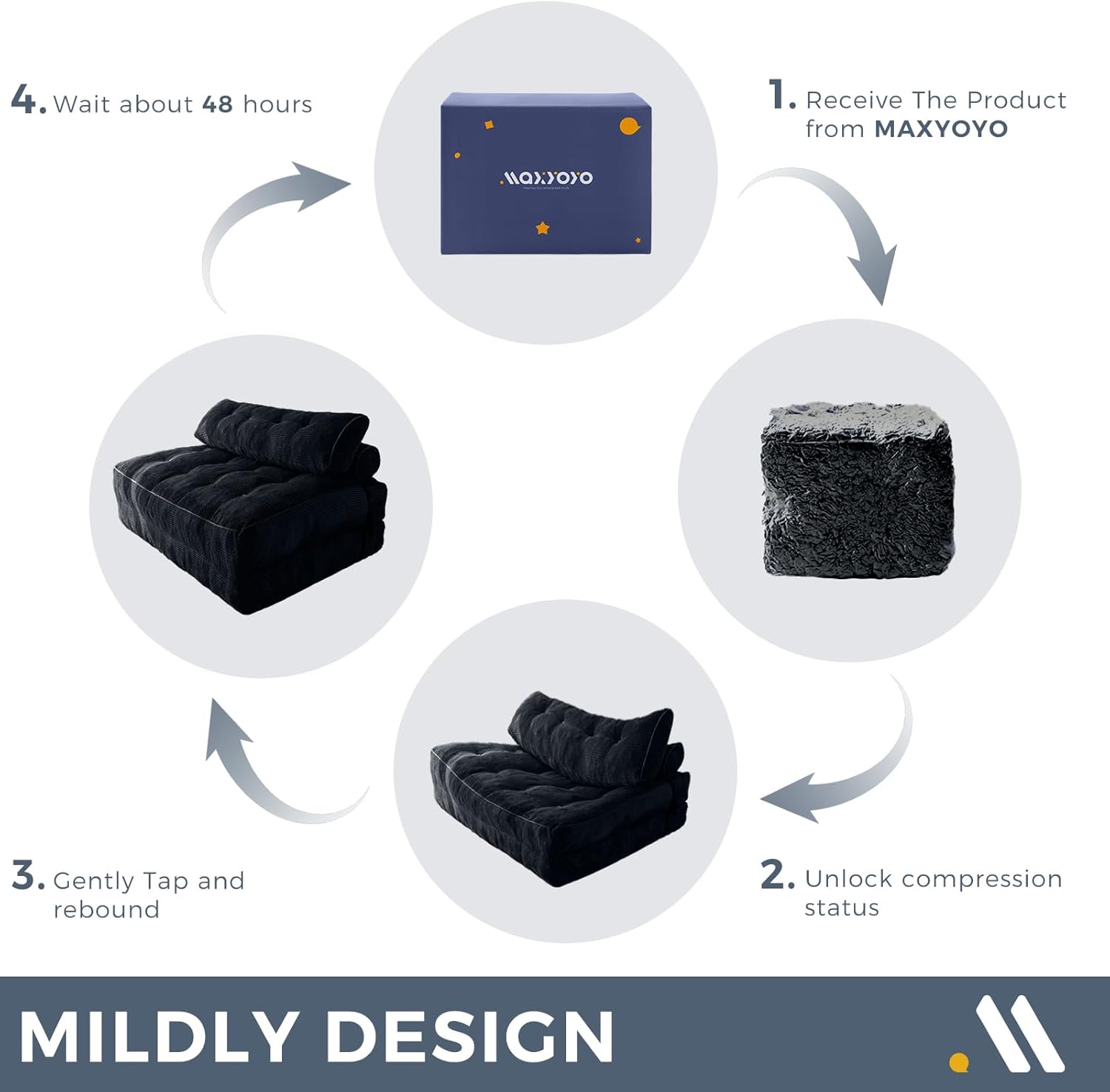 MAXYOYO Folding Sofa Bed Convertible Sleeper Chair with Pillow