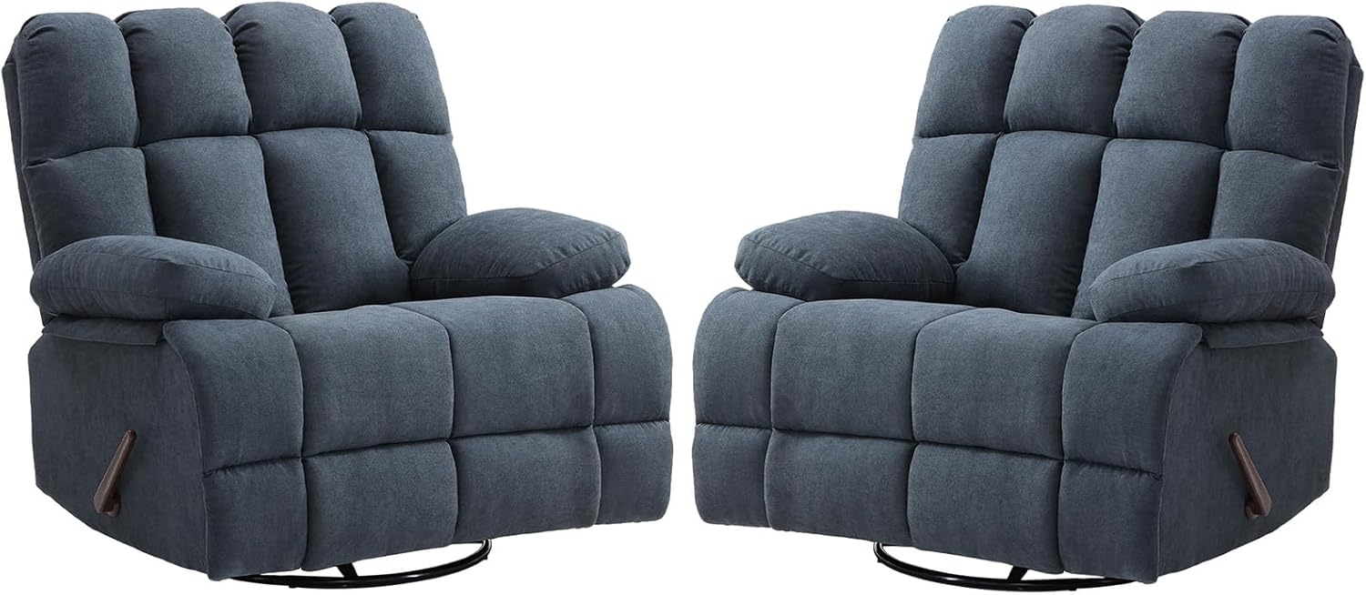 Eiayeebil Oversized Swivel Rocker Recliner Chair Extra Wide Manual Recliner