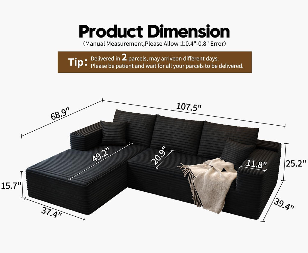 Settab Cloud Modular Sectional Sofa U Shaped Deep Seat Living Room Couch