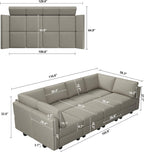 Belffin Velvet Modular Sectional Sofa with Ottoman Sleeper Bed Storage