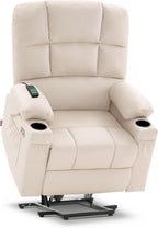 MCombo Large Power Lift Recliner Chair with Dual Motor Massage Heat Faux Leather