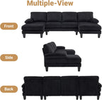 VINGLI 110 Sectional Couch U Shaped Sofa Set with Double Chaise Chenille Fabric