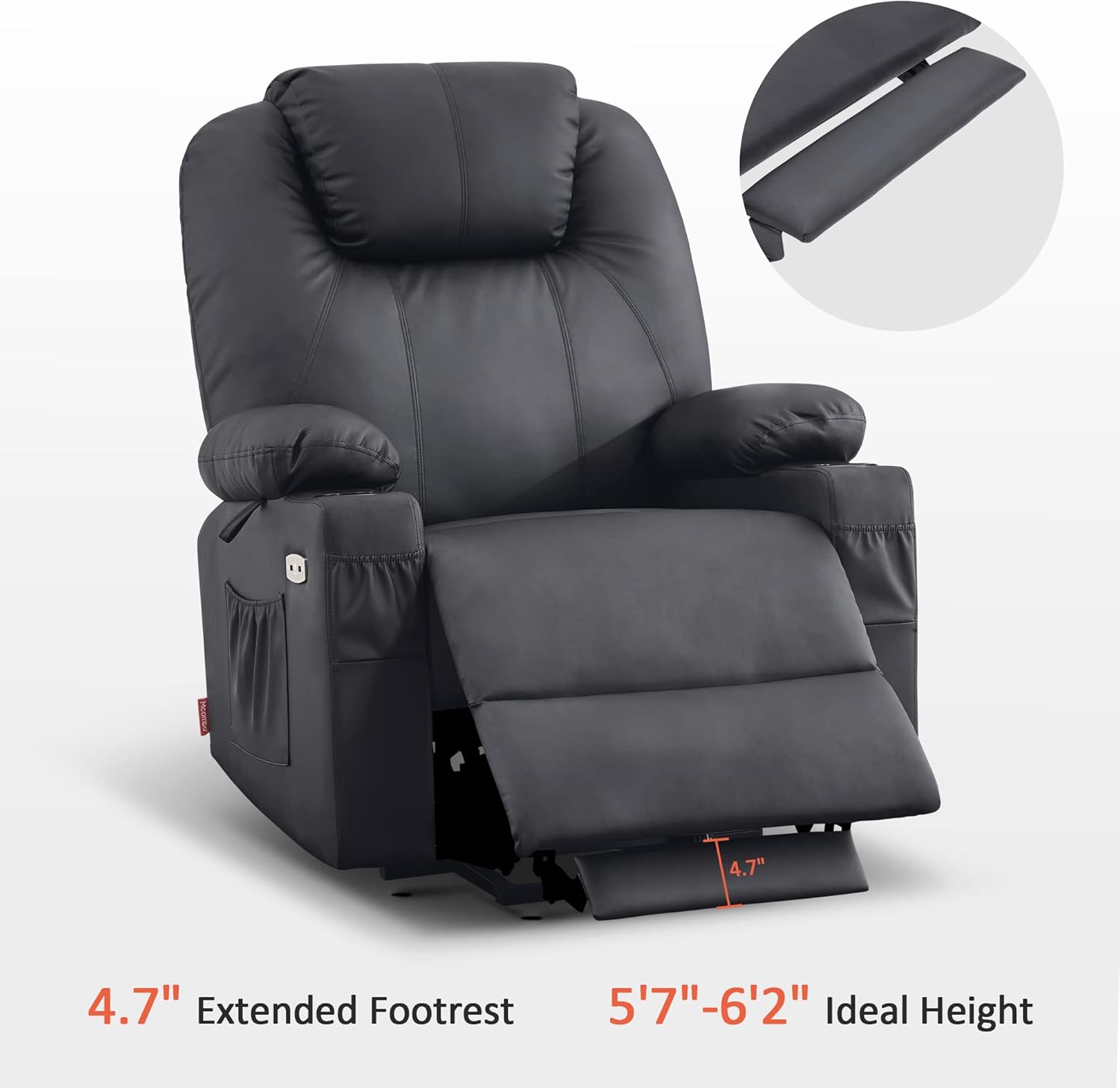 MCombo Electric Power Lift Recliner Massage Heat Chair for Elderly 3 Positions 2 Pockets USB