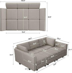 Belffin Velvet Modular Sectional Sofa with Ottoman Sleeper Bed Storage