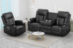 FURNIMAT Loveseat Recliner Sofa 2 Seater PU Leather Couch with USB Cup Holders