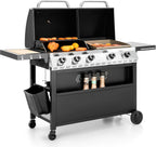Sophia & William Charcoal and Gas Grill Combo with Side Burner Dual Fuel BBQ Grill