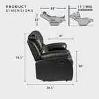 Lexicon Loveseat Recliner Double Sofa Manual Pull Tab Faux Leather Living Room