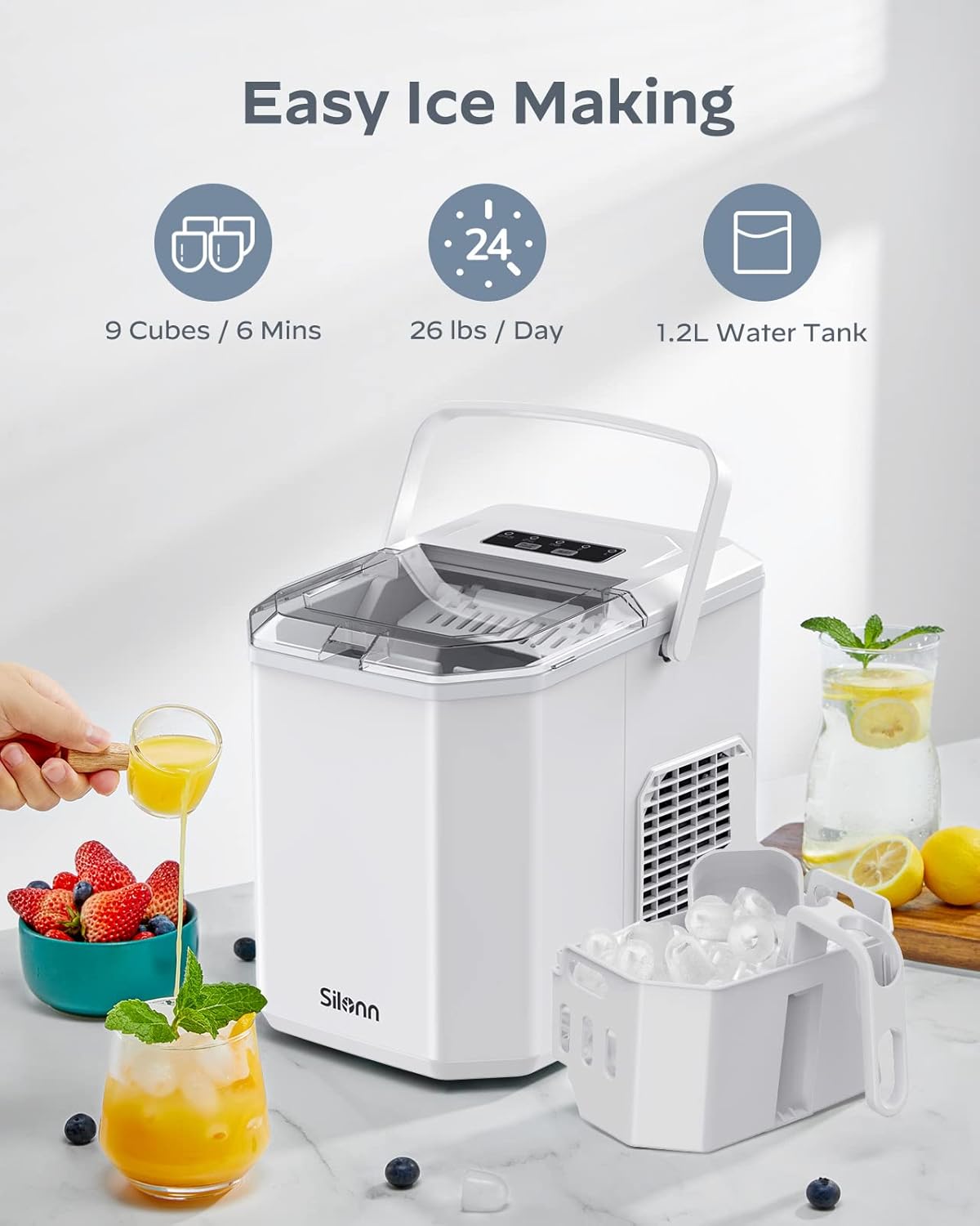 Silonn Nugget Ice Maker Countertop 33lbs Daily Soft Chewable Ice Machine