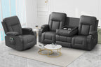 FURNIMAT Loveseat Recliner Sofa 2 Seater PU Leather Couch with USB Cup Holders